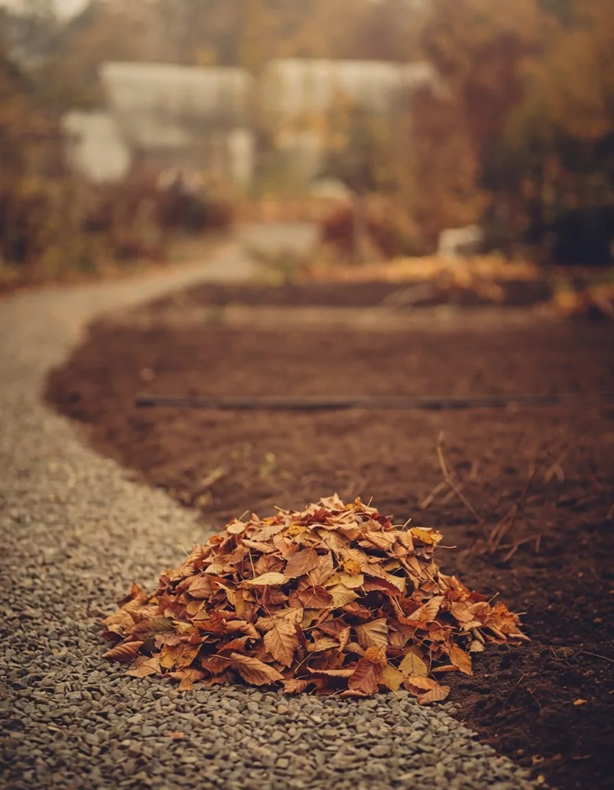 Feuilles ramassées, allée nette